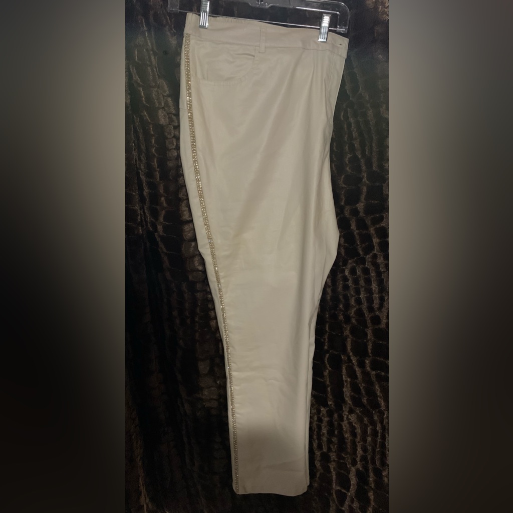 Ftf Johanna Hope Plus Size Tan Pants With Rhinestones. Size 24.